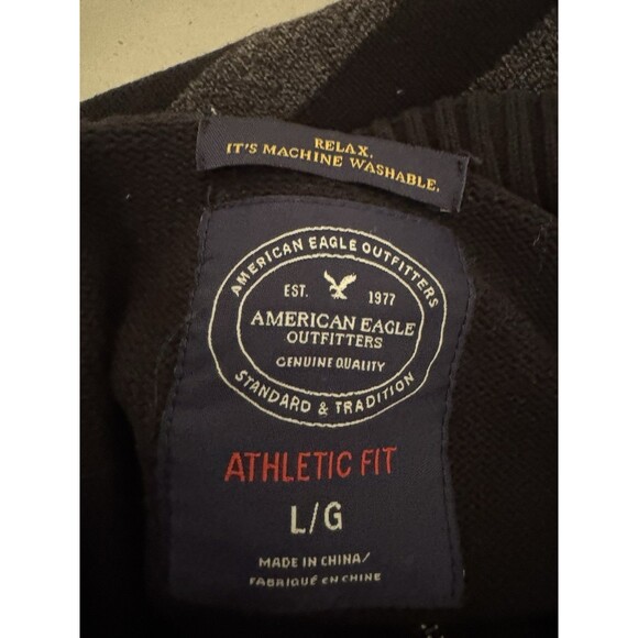 American Eagle Mens Long Sleeve 1/4 Zip Sweater Athletic Fit Stripe L (W39) - Picture 10 of 11
